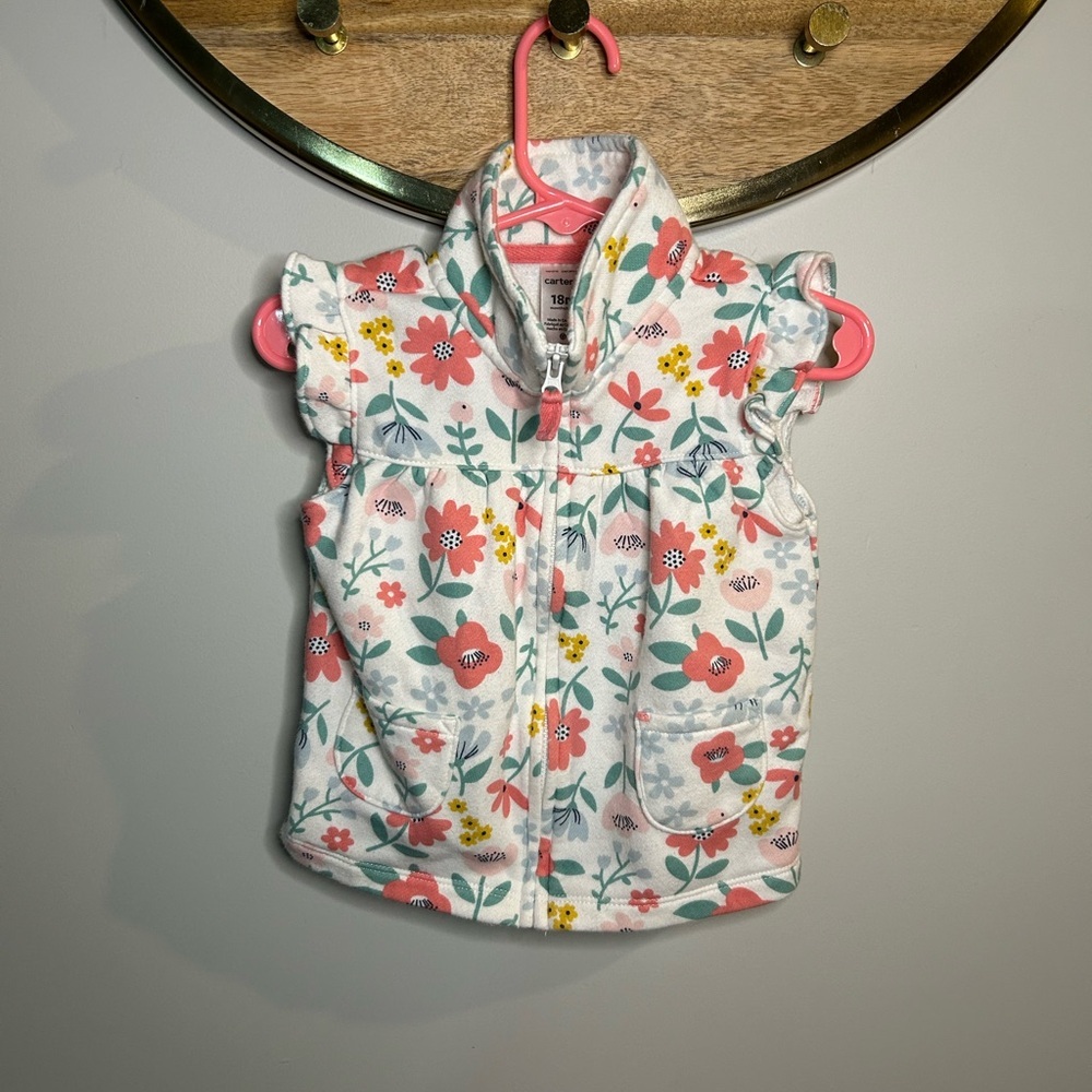 5 for $30 Floral Kids Zip-Up Vest